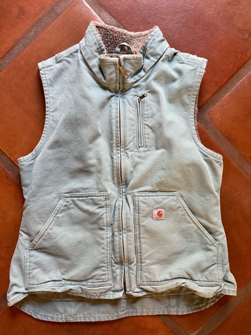 Carhartt Sherpa Jacket in Beige with Gold Logo